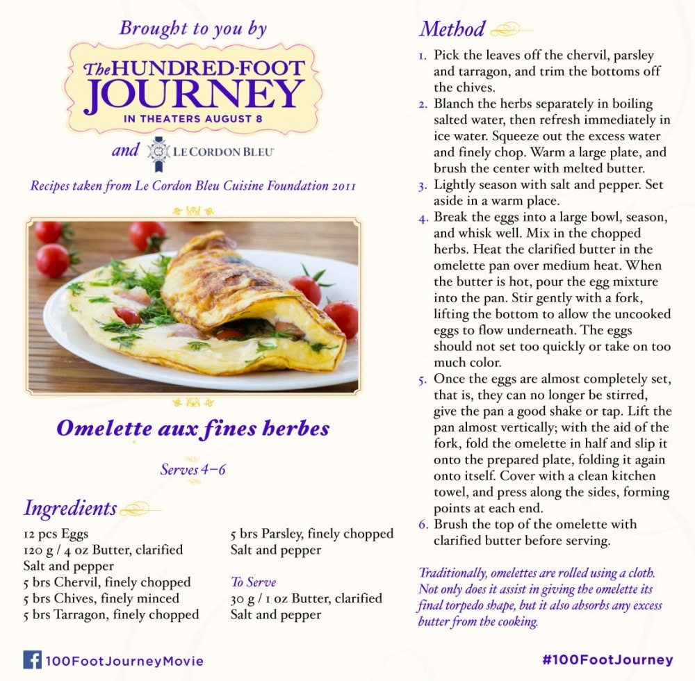 DreamWorks Pictures’ THE HUNDRED-FOOT JOURNEY Omelette Recipe