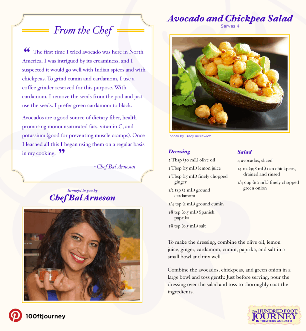 Avocado and Chickpea Salad Recipe from THE HUNDRED-FOOT JOURNEY ‪#‎100FootJourneyEvent