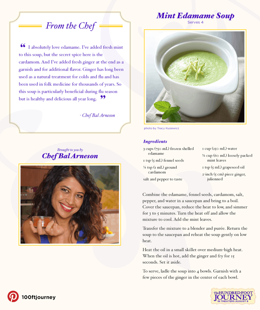 Mint Edamame Soup Recipe from THE HUNDRED-FOOT JOURNEY ‪#‎100FootJourneyEvent