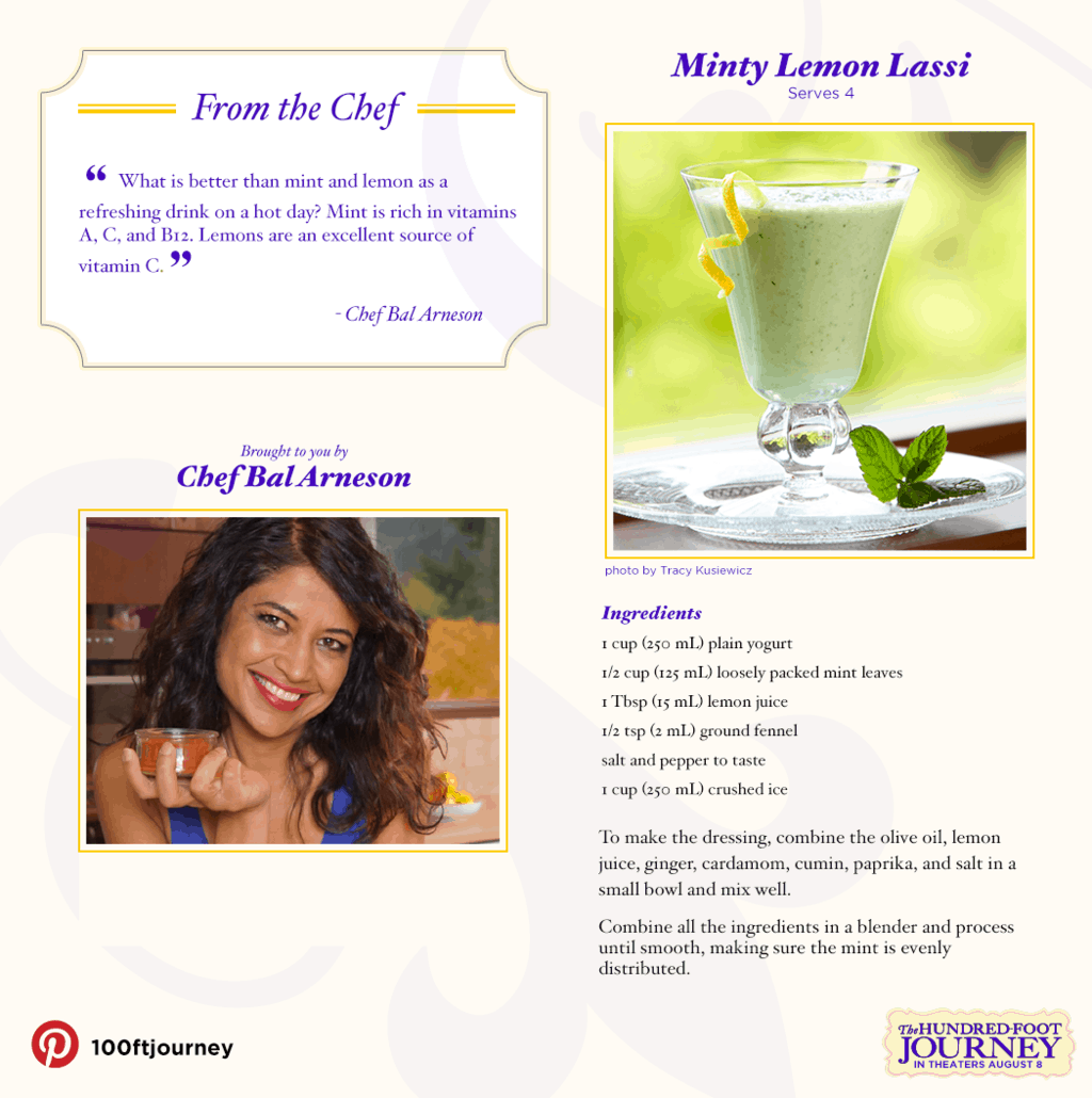 Mint Lemon Lassi Recipe from THE HUNDRED-FOOT JOURNEY ‪#‎100FootJourneyEvent