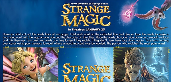 STRANGE MAGIC Activity Sheets #StrangeMagicEvent
