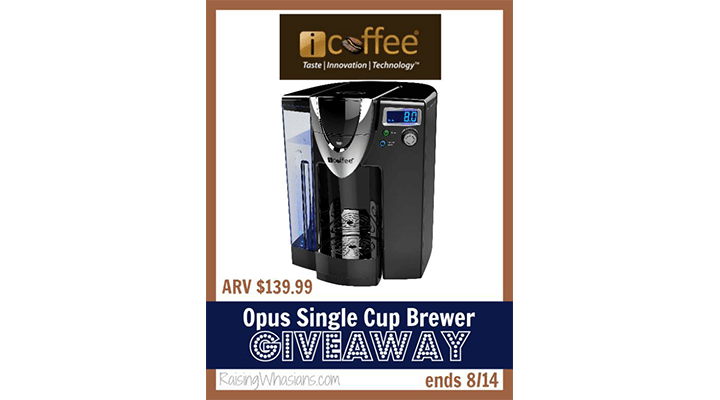 iCoffee Opus Single Cup Brewer #Giveaway ends 8/14