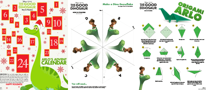Disney/Pixar’s THE GOOD DINOSAUR Advent Calendar and Activity Sheets #GoodDino