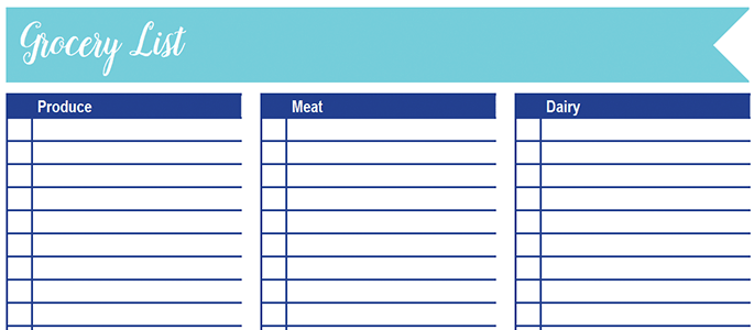 Grocery List: 30 Days of Free Printables