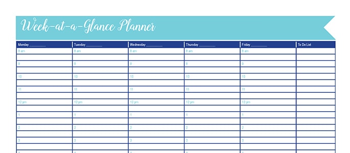 Week-at-a-Glance: 30 Days of Free Printables