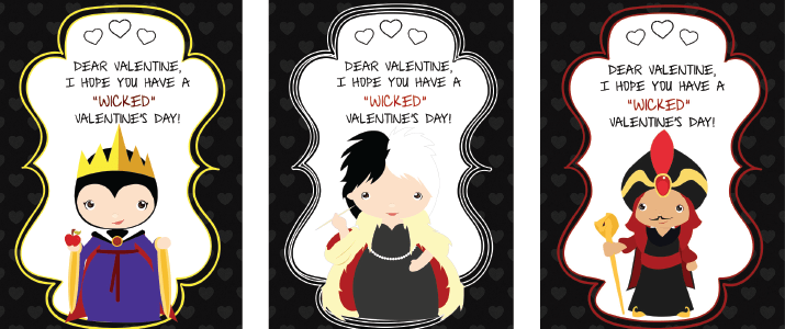 Disney Villains Wicked Cute Valentine’s Day Printables