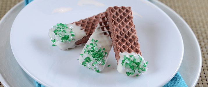 Chocolate-Dipped Wafer Cookies for St. Patrick’s Day