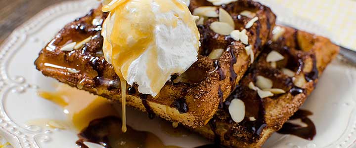 Caramel Churro Dessert Waffles