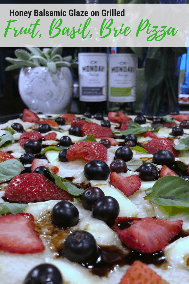 Grilled Fruit, Basil, and Brie Pizza with Honey Balsamic Glaze