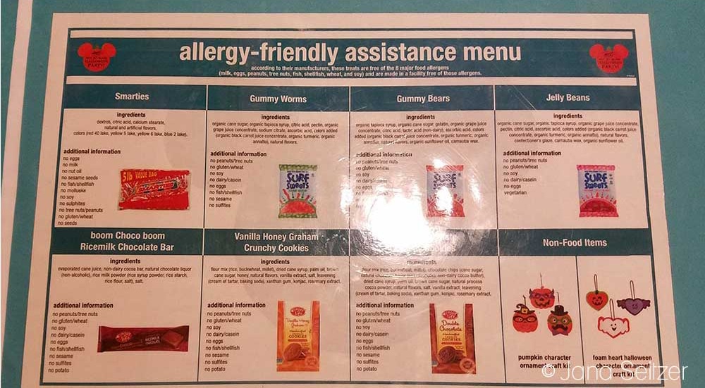 How to Have an Allergy-Friendly Treats at Mickey's Not-So-Scary Halloween Party - allergy assistance menu at MNSSHP