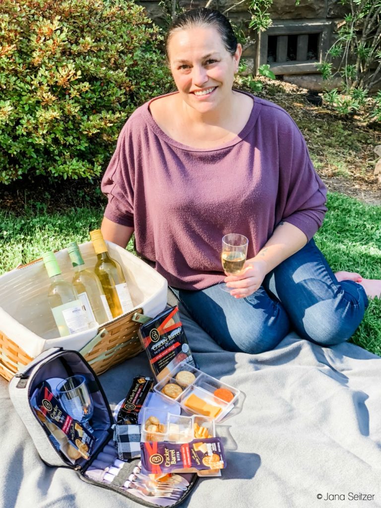 woman with easy DIY picnic