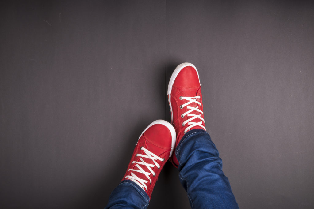 red shoes on black background