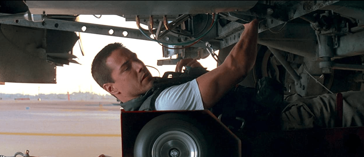 Keanu Reeves in Speed under the bus 1994
