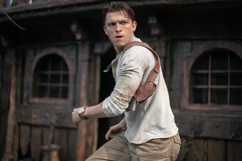 tom holland as nathan drake in UNCHARTED