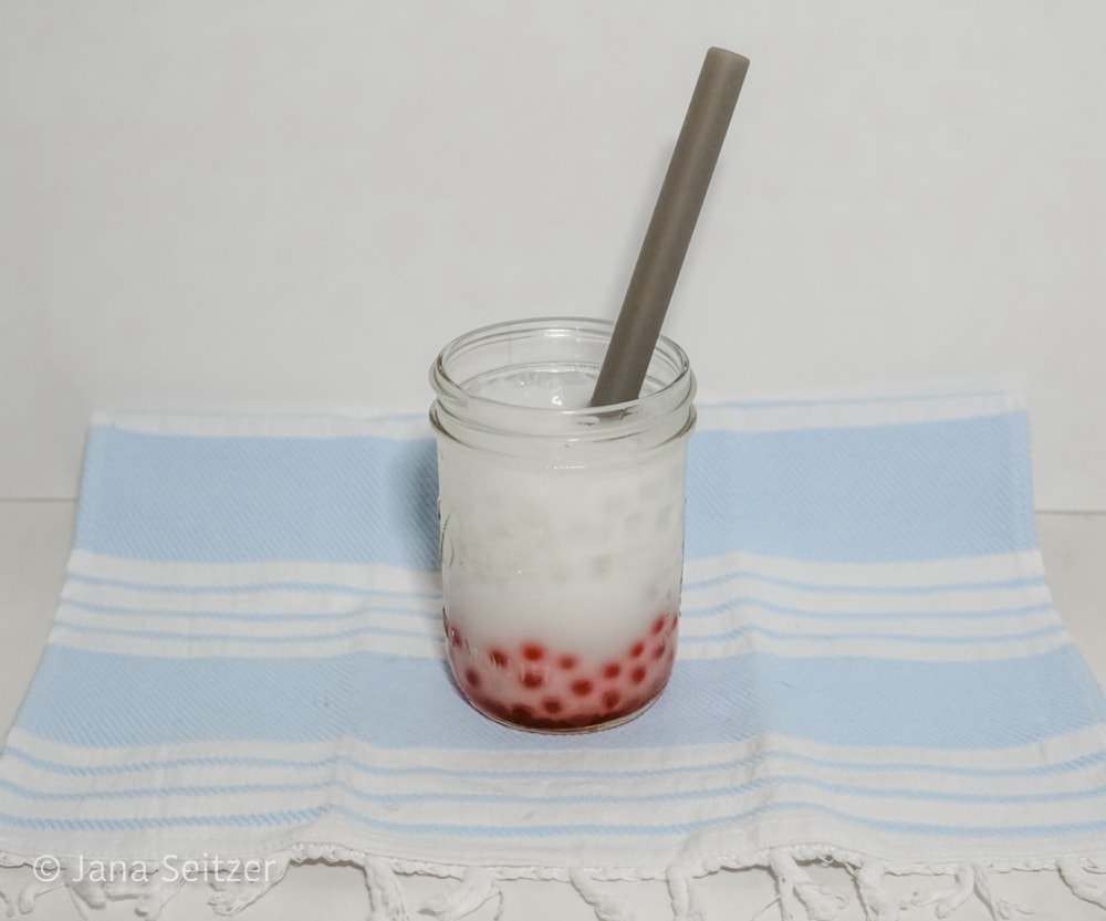 Coconut Milk Tea with Strawberry Bursting Boba